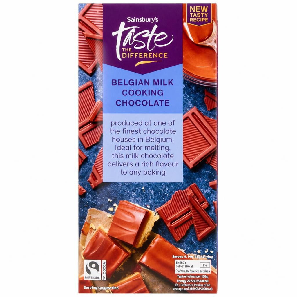 Sainsbury's Belgian Milk Cooking Chocolate, Taste the Difference 100g