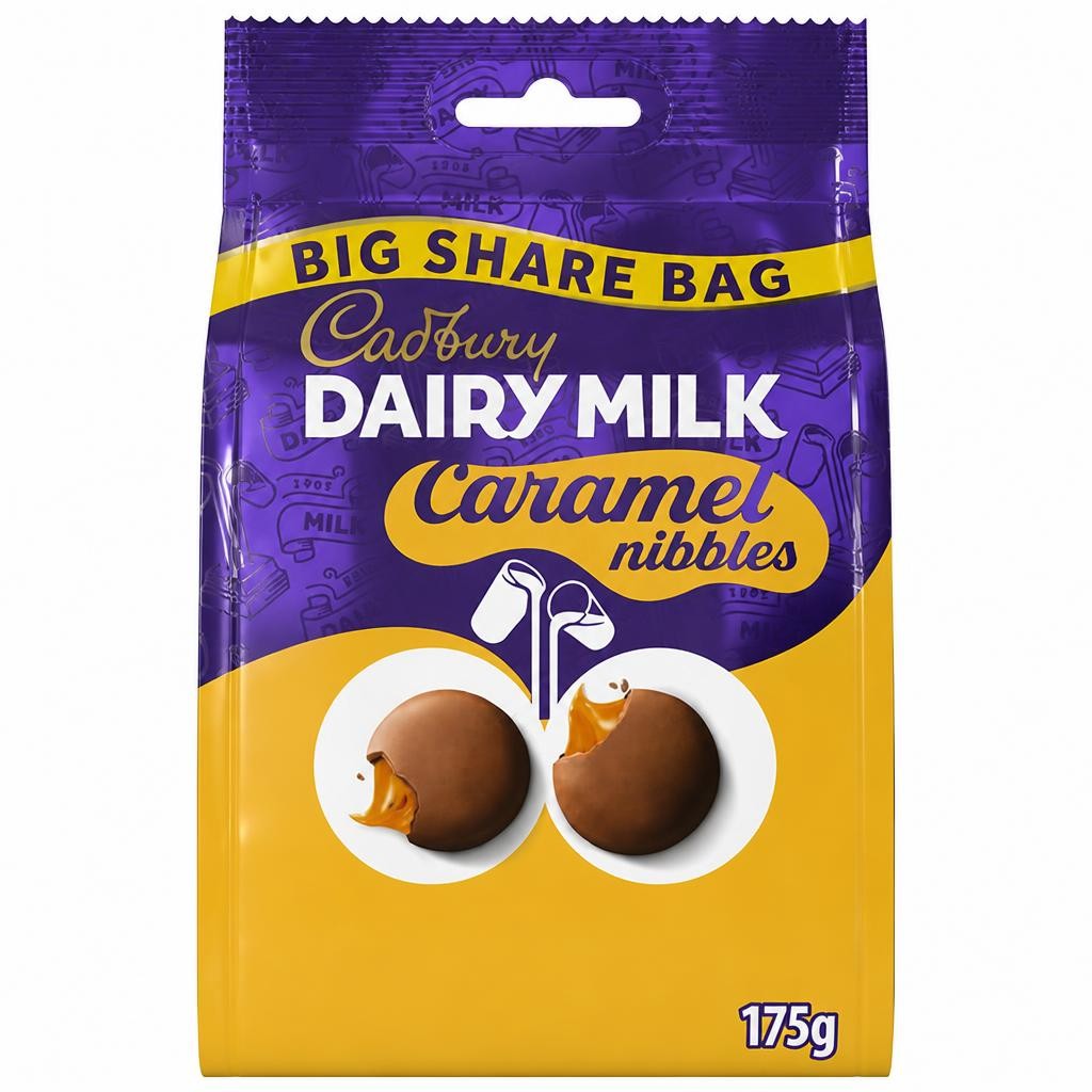 Cadbury Dairy Milk Chocolate Caramel 175g Nibbles Large Sharing Bag