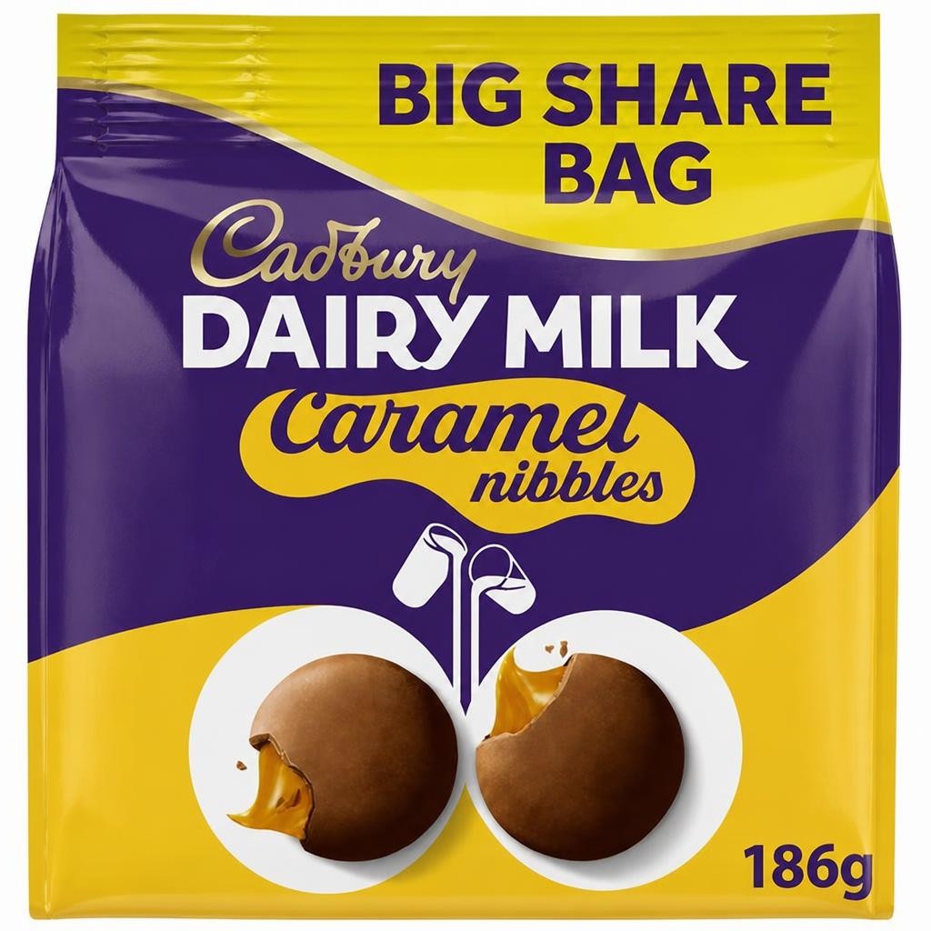 Cadbury Dairy Milk Chocolate Caramel 175g Nibbles Large Sharing Bag