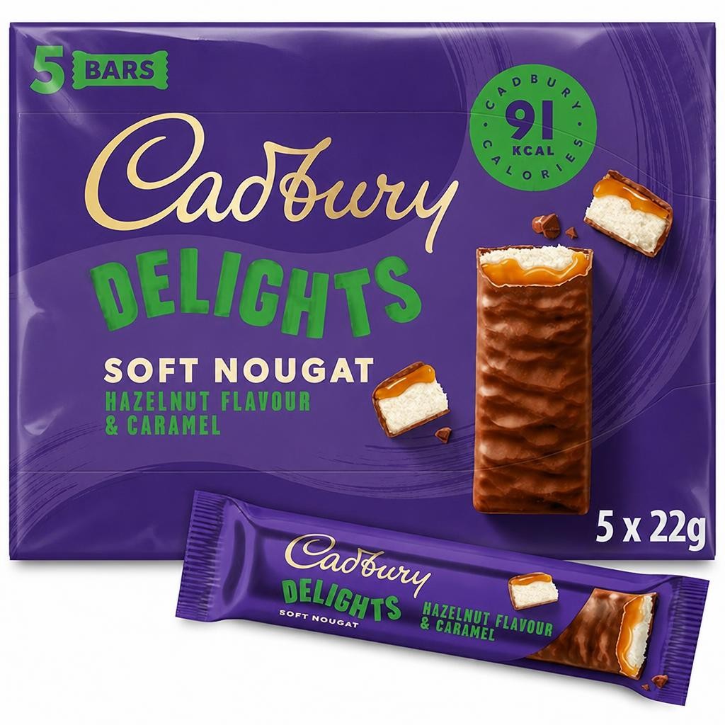 Cadbury Delights 5 x 22g Hazelnut Flavour & Caramel Chocolate