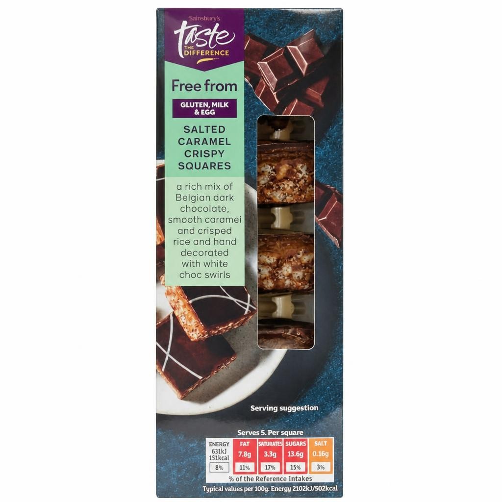 Sainsbury's Free From 150g Salted Caramel Crispy Squares, Taste the Difference