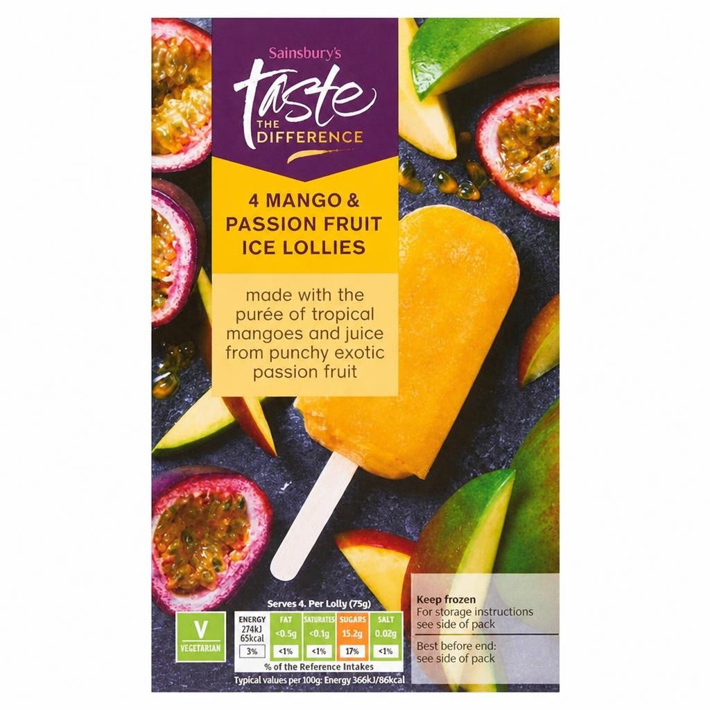 Sainsbury's Mango & Passion Fruit Ice Lollies, Taste the Difference 4x73ml