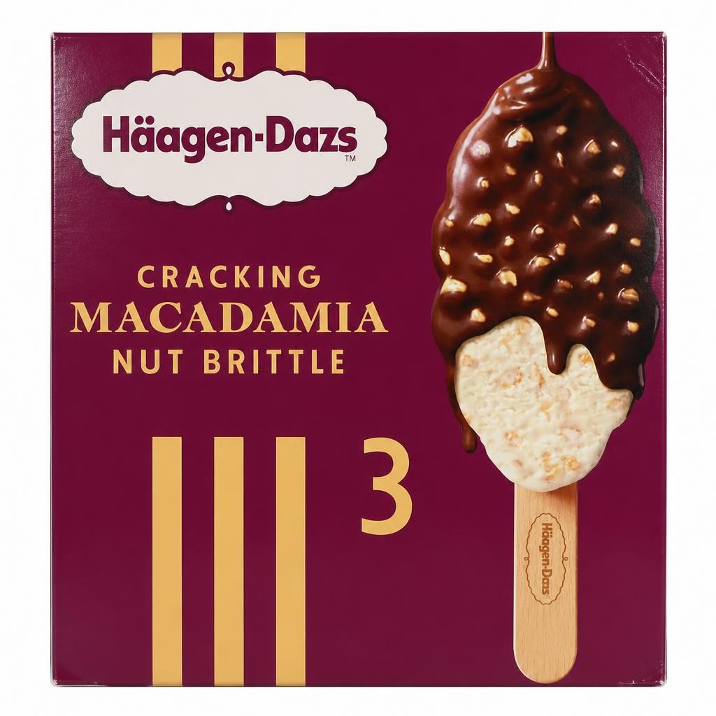 Haagen-Dazs Cracking Macadamia Nut Brittle Ice Cream Bars 3 x 80ml