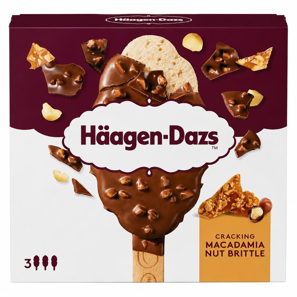 Haagen-Dazs Cracking Macadamia Nut Brittle Ice Cream Bars 3 x 80ml