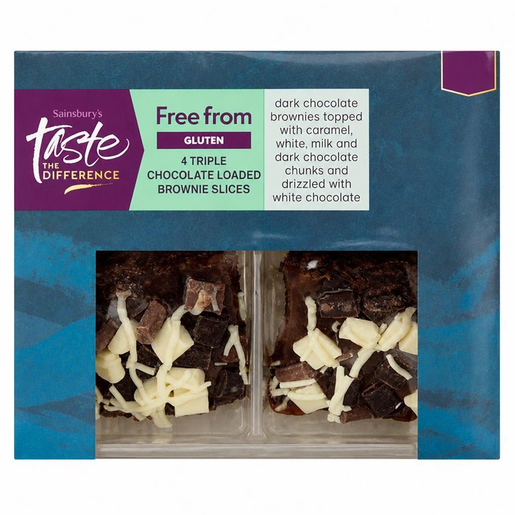 Sainsbury's Triple Chocolate Loaded Brownie Slices, Taste the Difference x4 169g