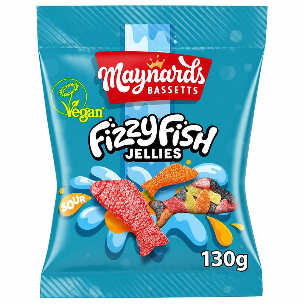 Maynards Bassetts Fizzy Fish Jellies Sweets Bag 130g