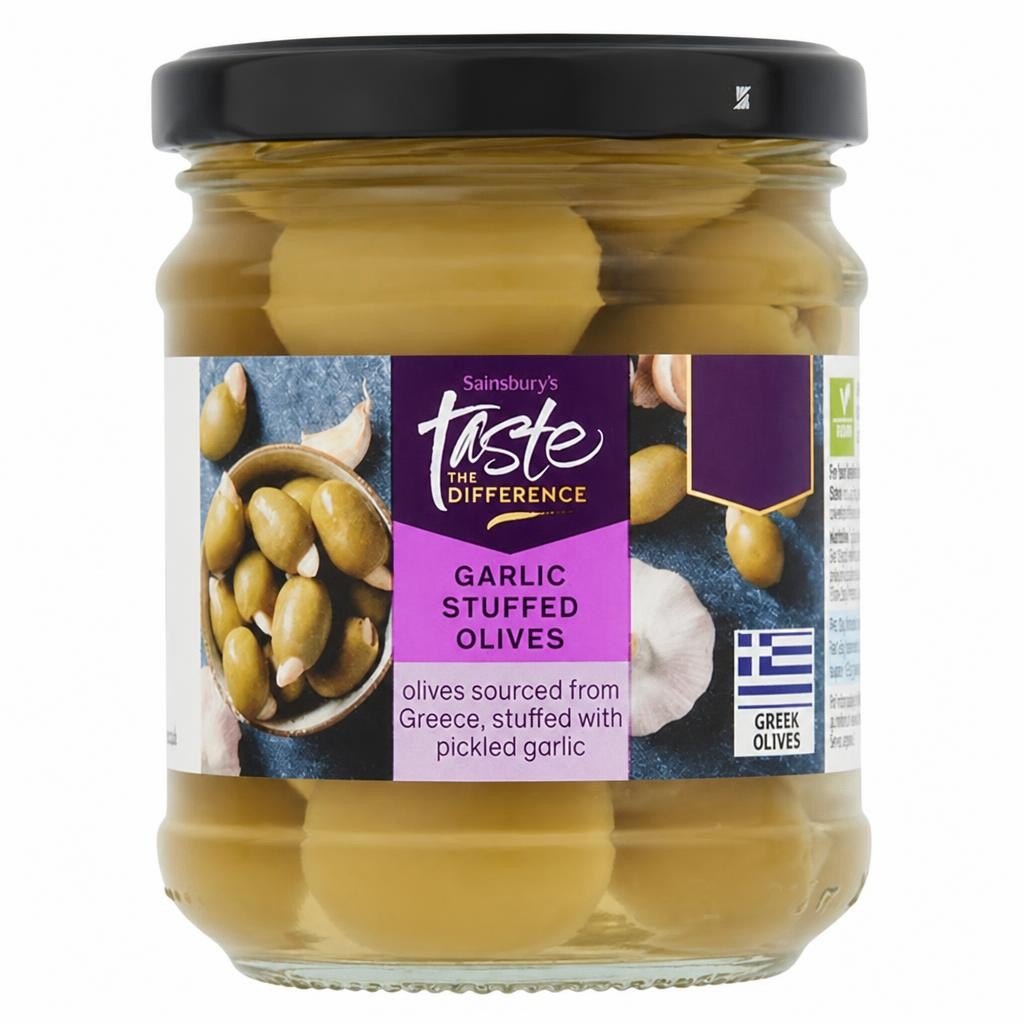 Sainsbury's Garlic Stuffed Olives, Taste the Difference 190g