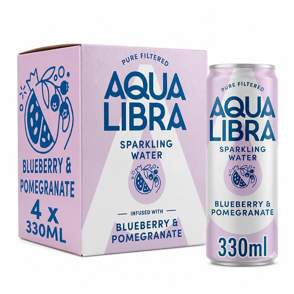 Aqua Libra Sparkling Water Infused with Blueberry & Pomegranate 4 x 330ml