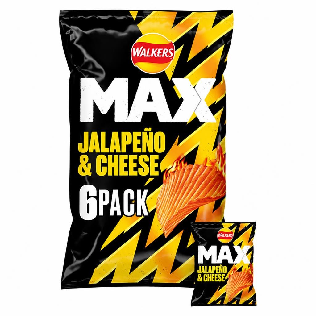 Walkers Max Jalapeno & Cheese Multipack Crisps 6 x 27g