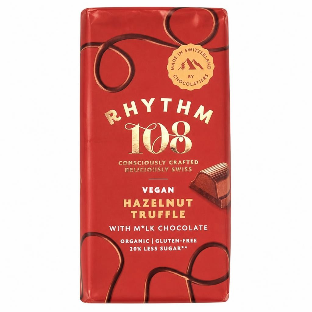 Rhythm108 Swiss Made M'lk & Hazelnut Truffle 100g