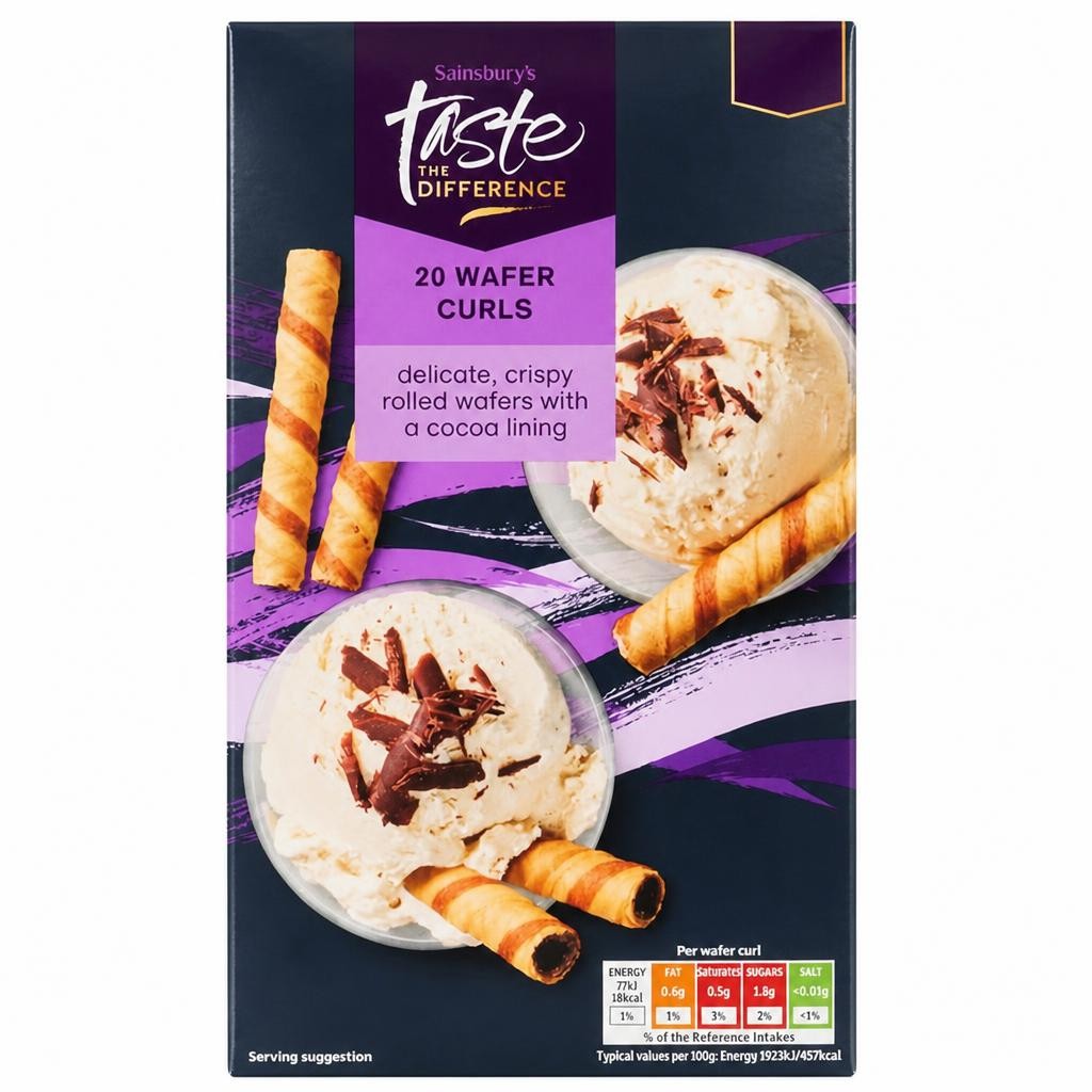 Sainsbury's Wafer Curls, Taste the Difference x20