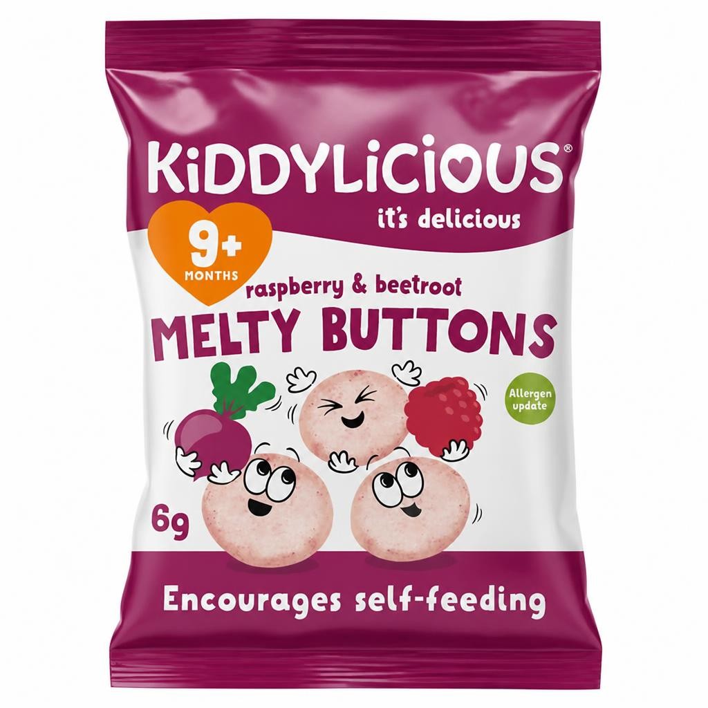 Kiddylicious Raspberry & Beetroot Melty Buttons 9+ Months 6g