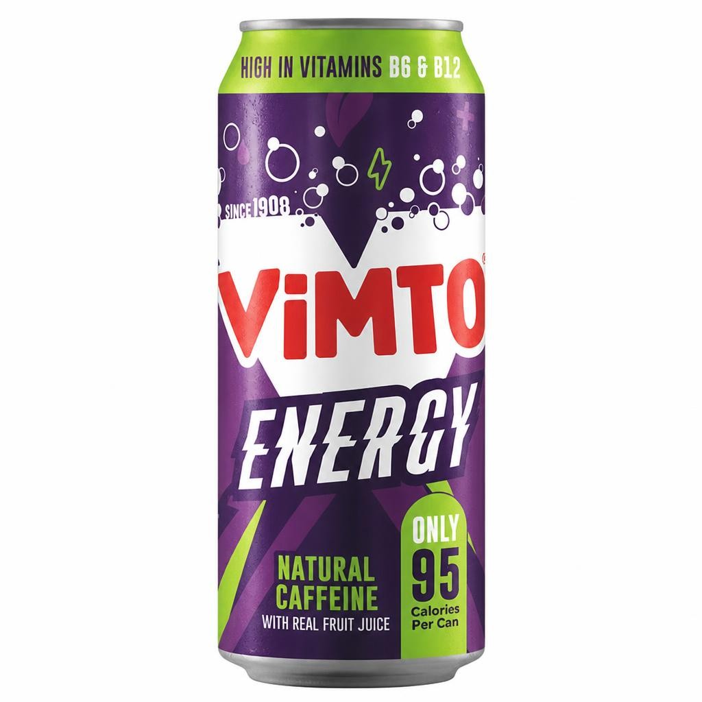 Vimto Energy 500ml Natural Caffeine with Real Fruit Juice Can