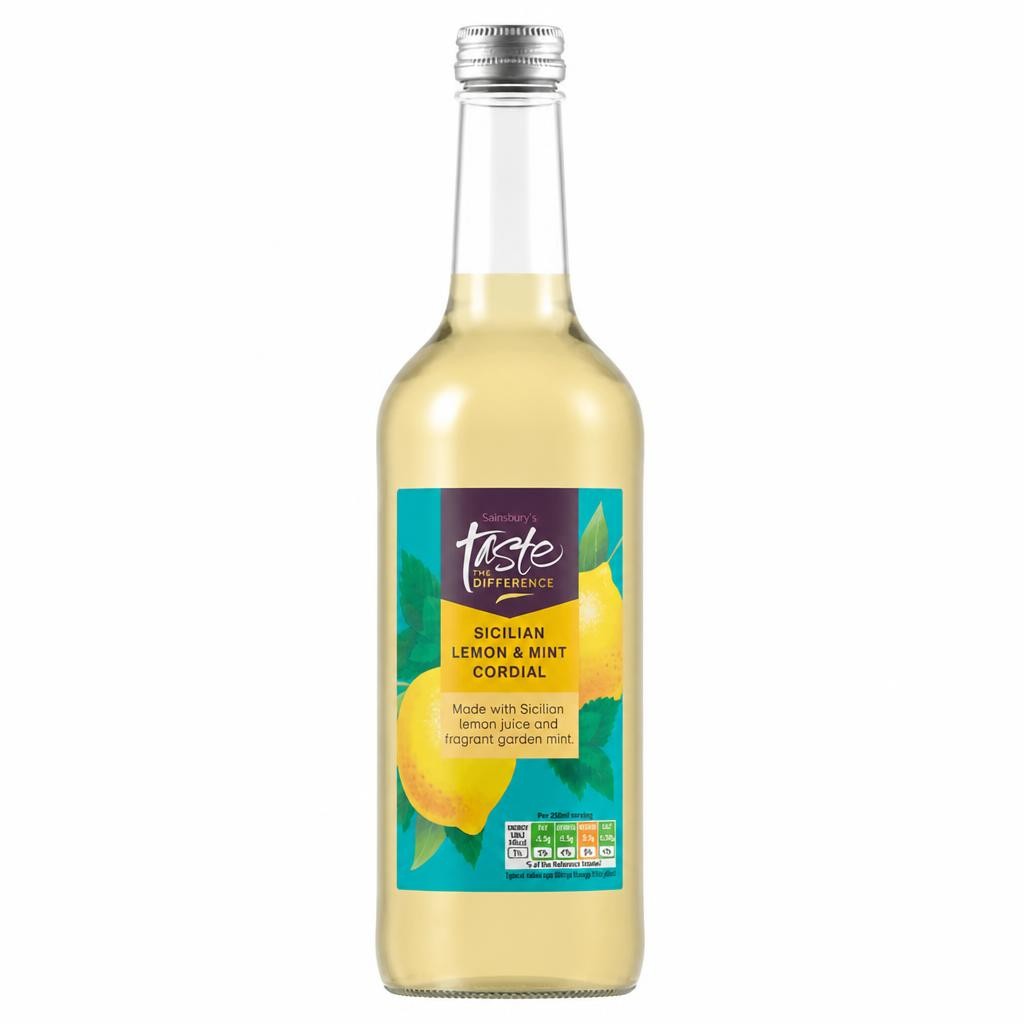 Sainsbury's Sicilian Lemon & Mint Cordial, Taste the Difference 500ml