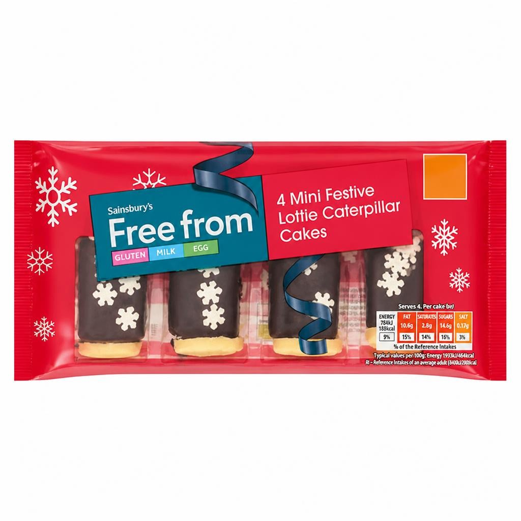 Sainsbury's Free From 4 Mini Lottie Caterpillar Cakes