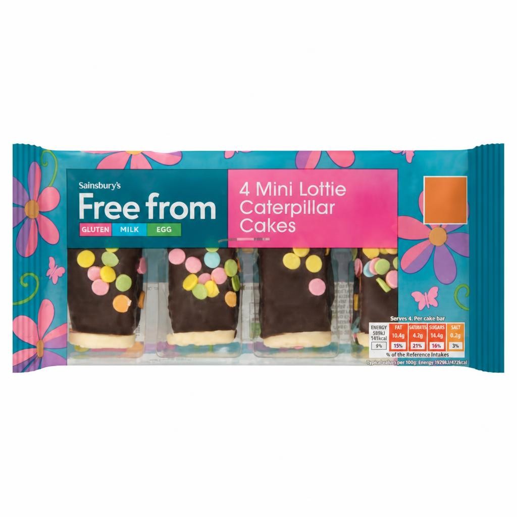 Sainsbury's Free From 4 Mini Lottie Caterpillar Cakes