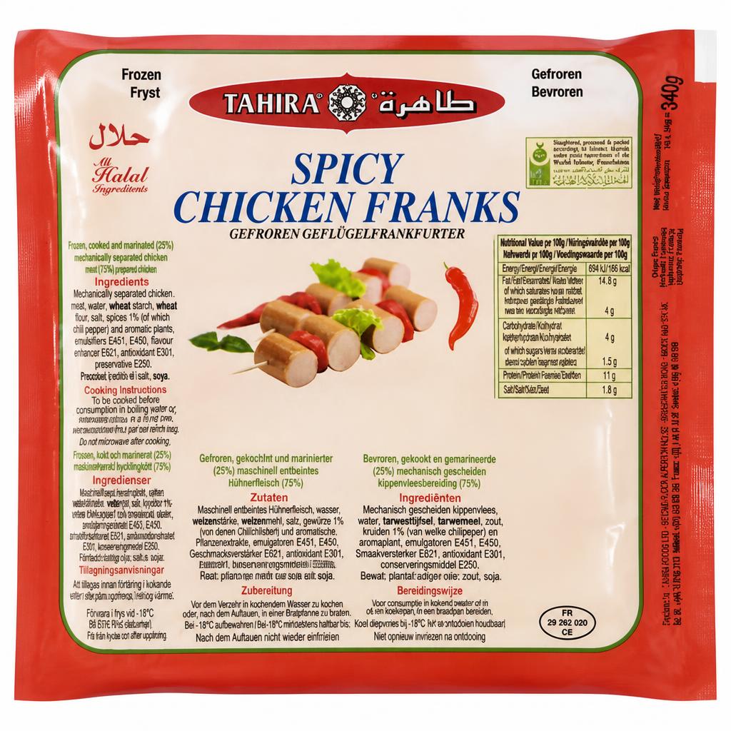 Tahira Spicy Chicken Franks x10 340g