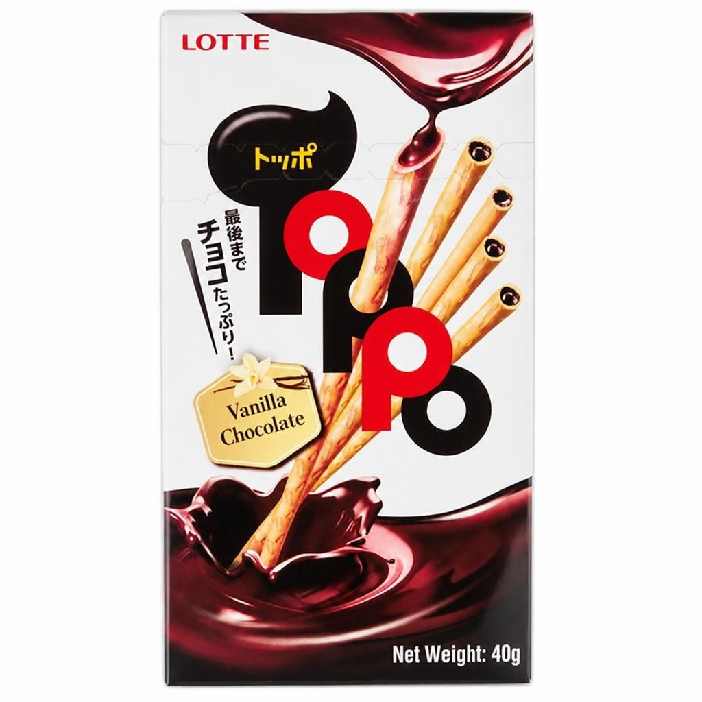 Lotte Toppo Double Flavour Vanilla Chocolate 40g