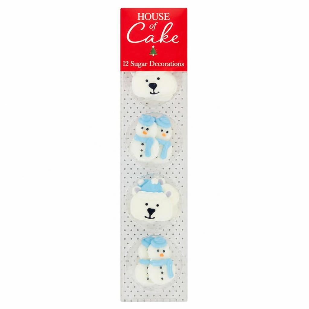 House of Cake Snowman Polar Bear Sugar Decorations x12