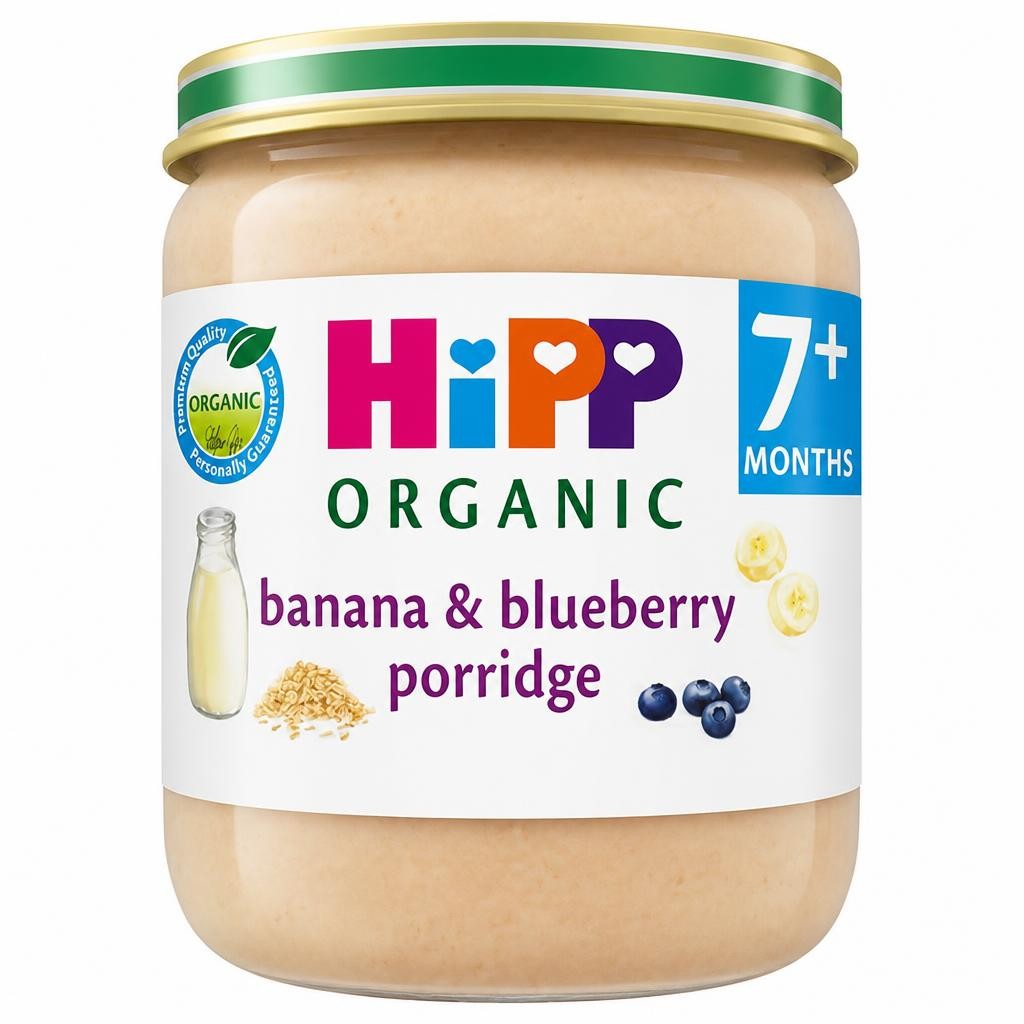 HiPP Organic Banana & Blueberry Porridge Baby Food Jar 7+ Months 160g