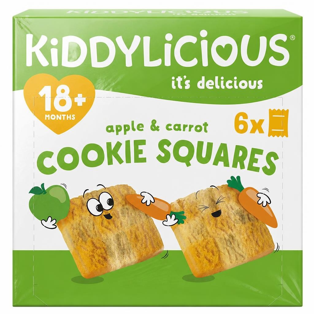Kiddylicious Apple & Carrot Cookie Squares Baby Snacks 6x24g