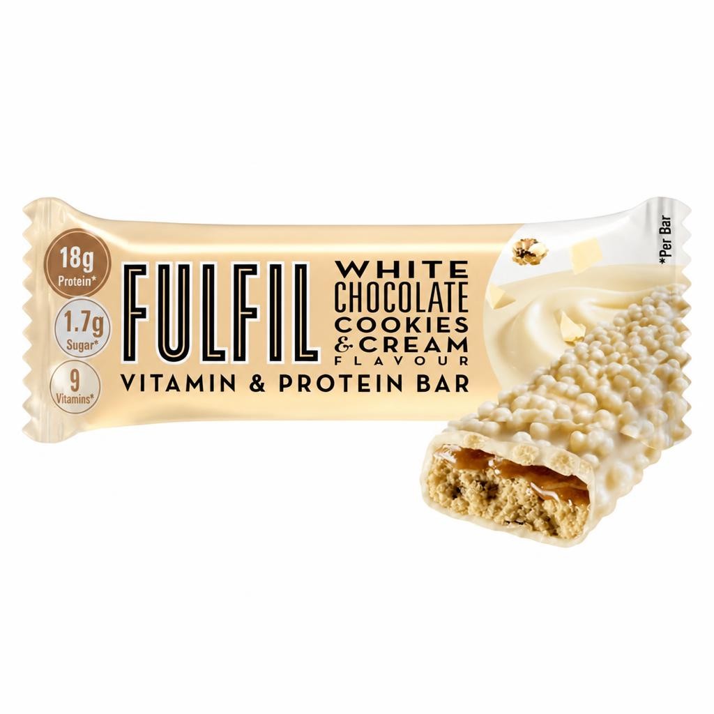 Fulfil White Chocolate Cookies & Cream Flavour Vitamin Protein Bar 55g