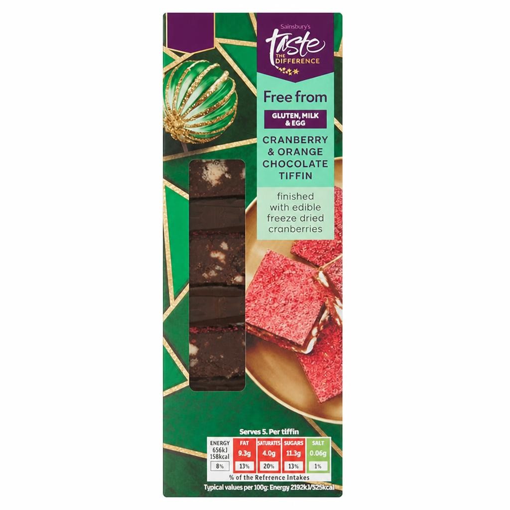 Sainsbury's Cranberry & Orange Chocolate Tiffin, Taste the Difference 150g