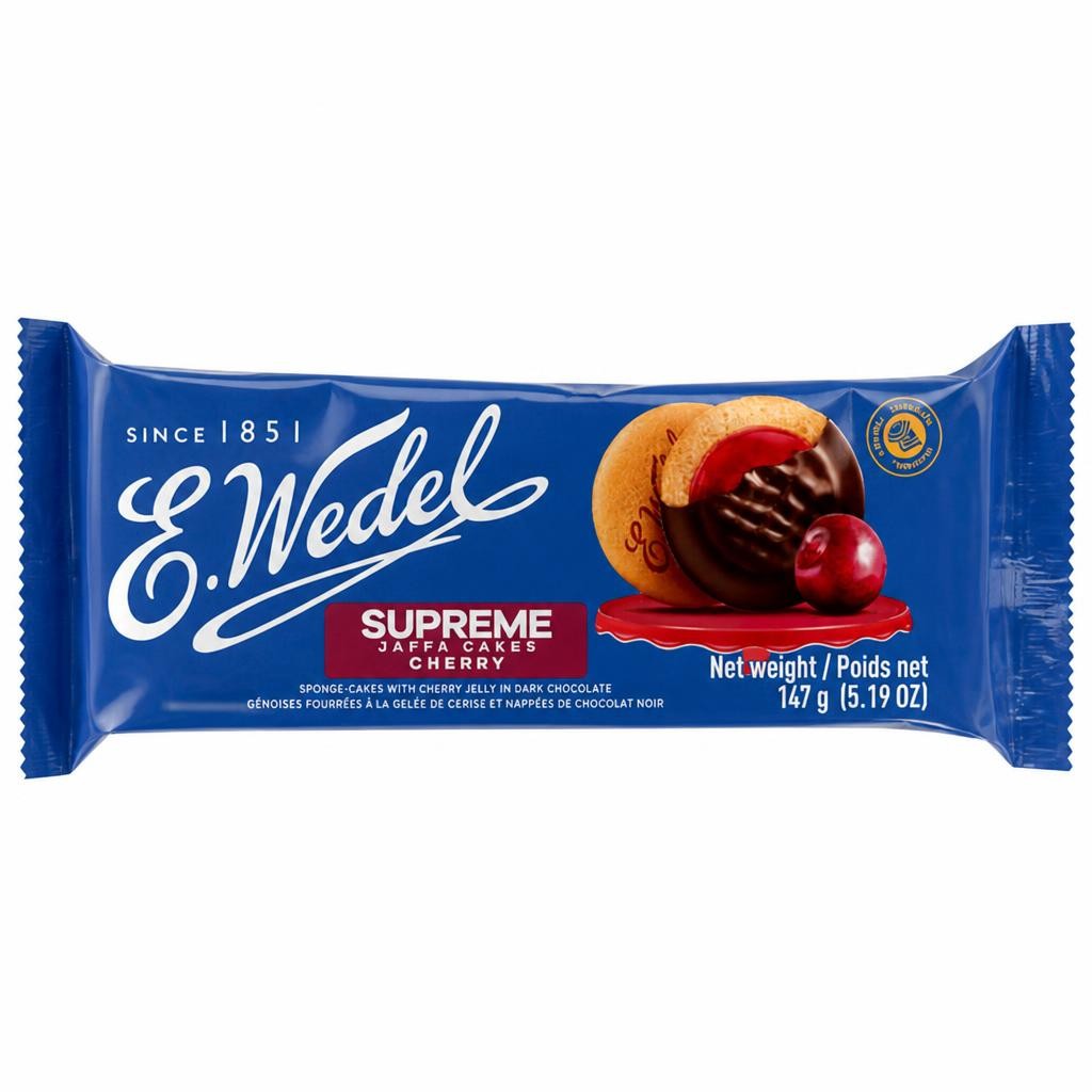 E. Wedel Supreme Jaffa Cakes Cherry Sponge-Cake with Cherry Jelly in Dark Chocolate 147g