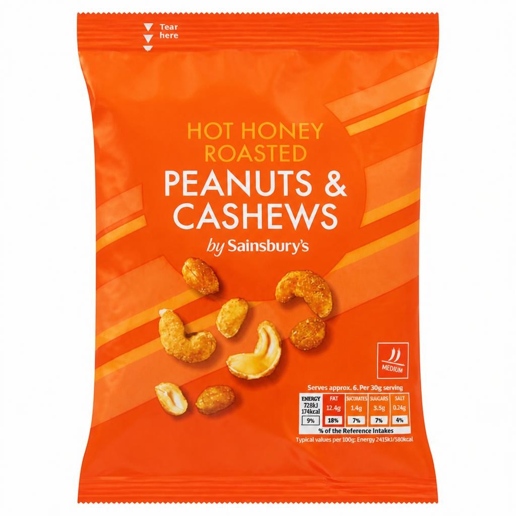 Sainsbury's Hot Honey Roasted Peanuts & Cashews 200g