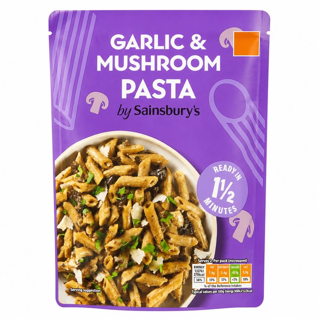Sainsbury's Garlic & Mushroom Pasta 200g