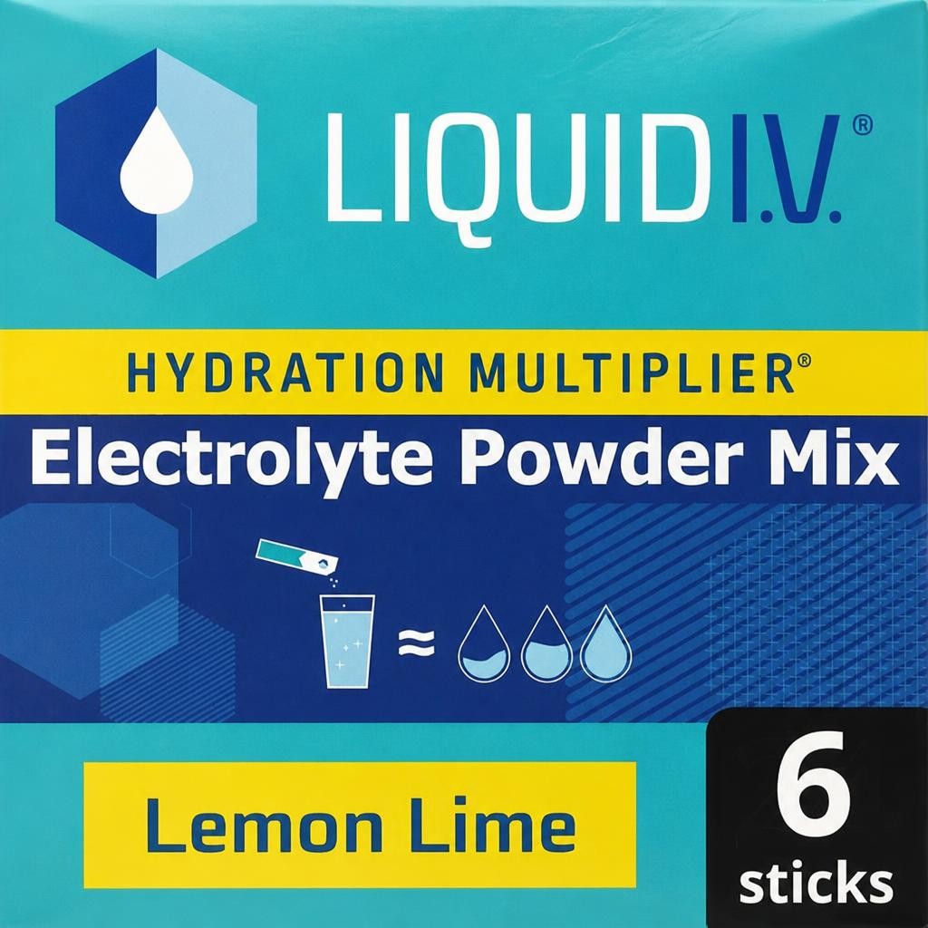 Liquid IV Hydration Multiplier Electrolyte Powder Mix Food Supplement Lemon Lime Sachets x6