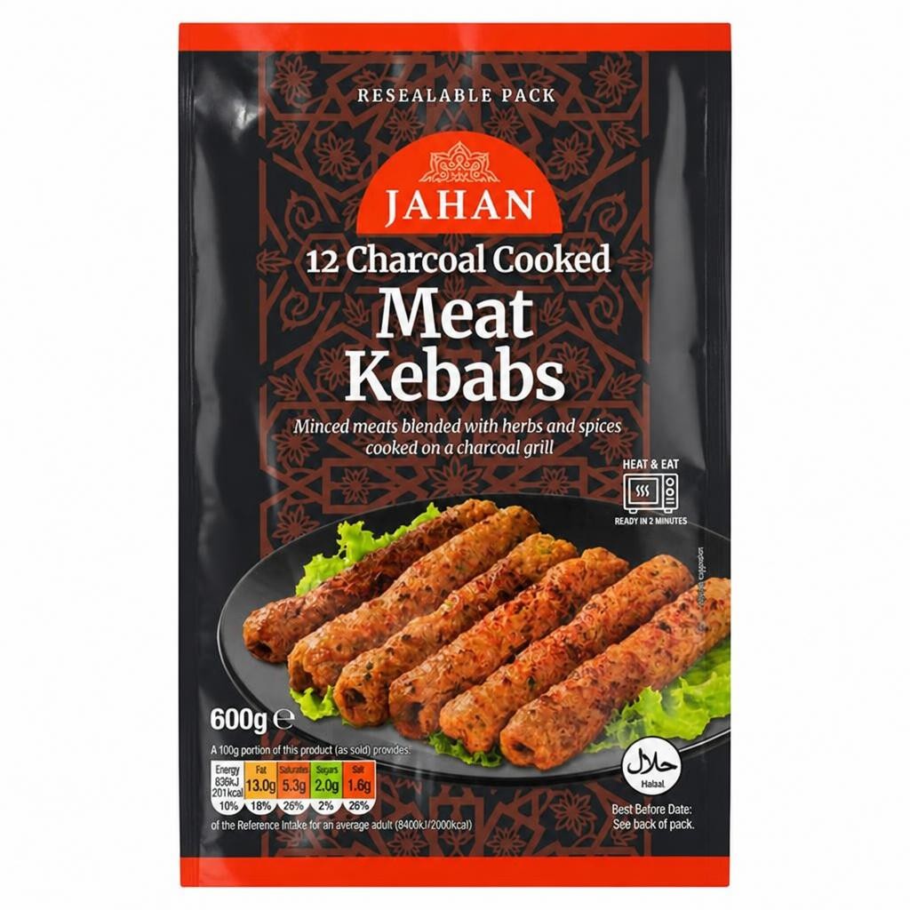 Jahan Charcoal Cooked Meat Kebabs x12 600g