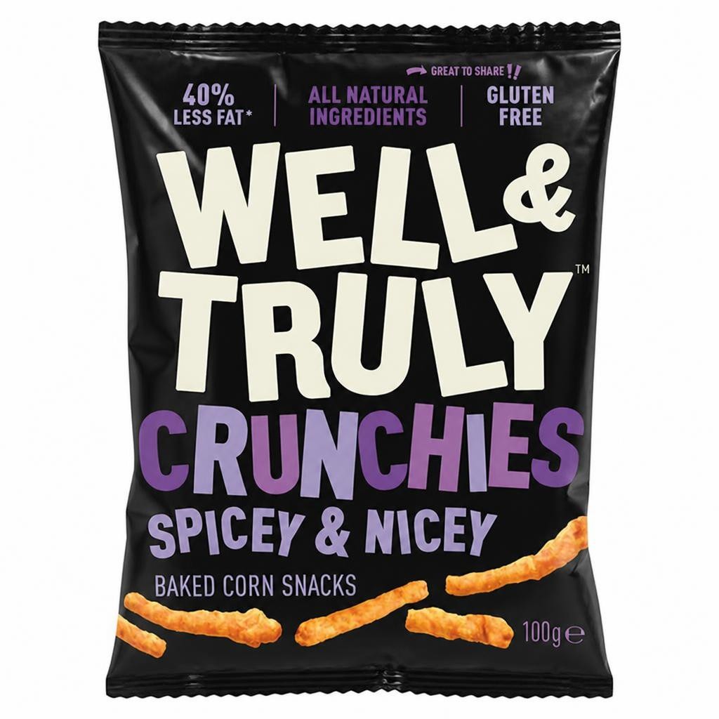 Well & Truly Crunchies Spicey & Nicey Baked Corn Snacks 100g