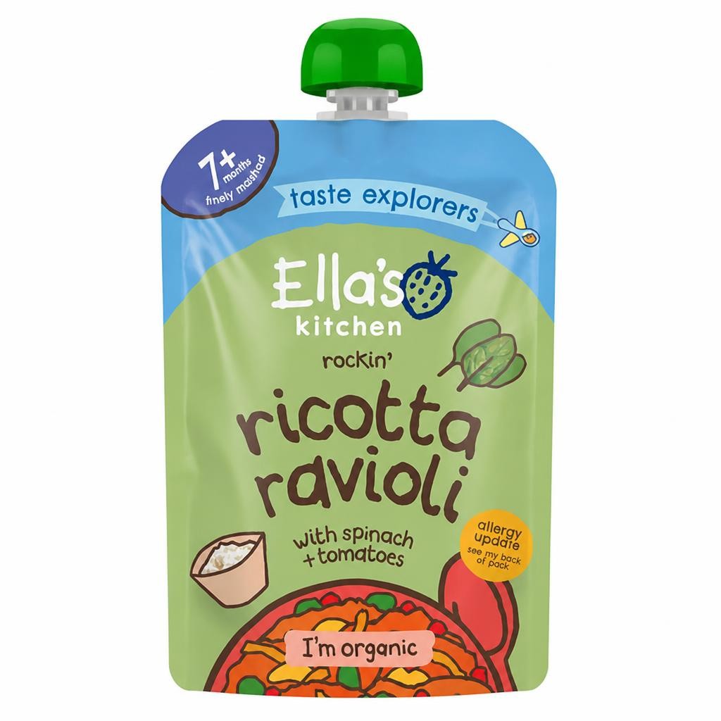 Ella's Kitchen Organic Spinach & Ricotta Ravioli Baby Food Pouch 7+ Months 130g