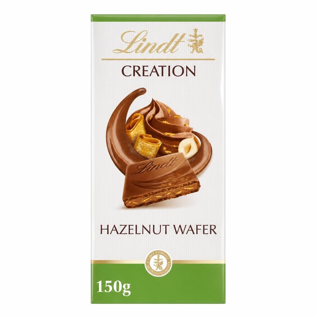 Lindt Creation Milk Hazelnut Wafer Chocolate Bar 150g