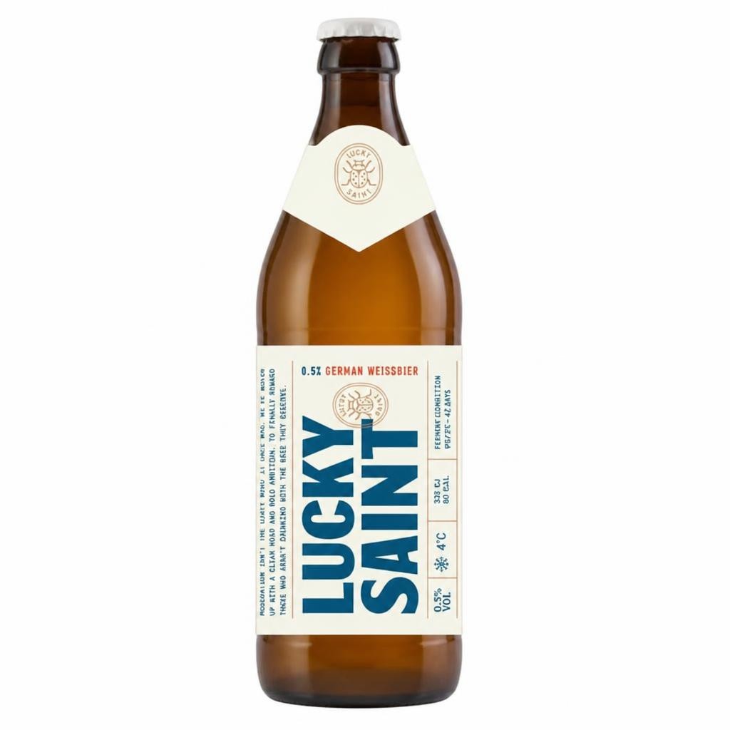 Lucky Saint German Weissbier 0.5% Low Alcohol Beer 500ml