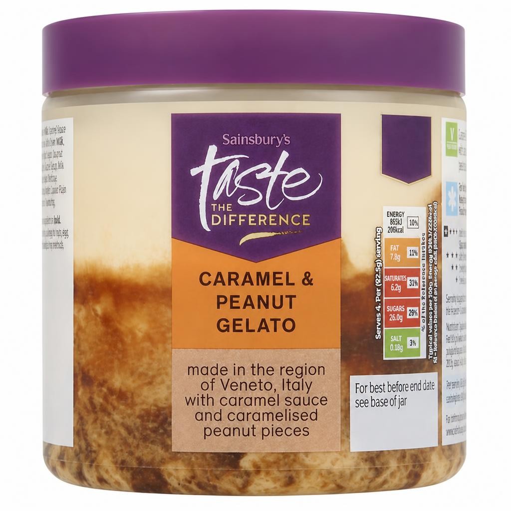 Sainsbury's Peanut & Caramel Gelato Tub, Taste the Difference 370g