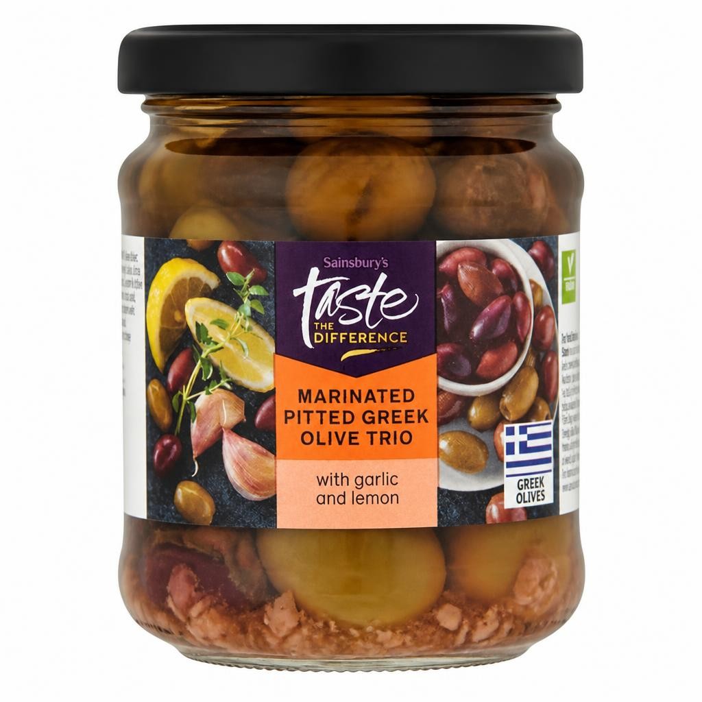 Sainsbury's Marinated Pitted Greek Olive Trio, Taste the Difference 190g (102*)