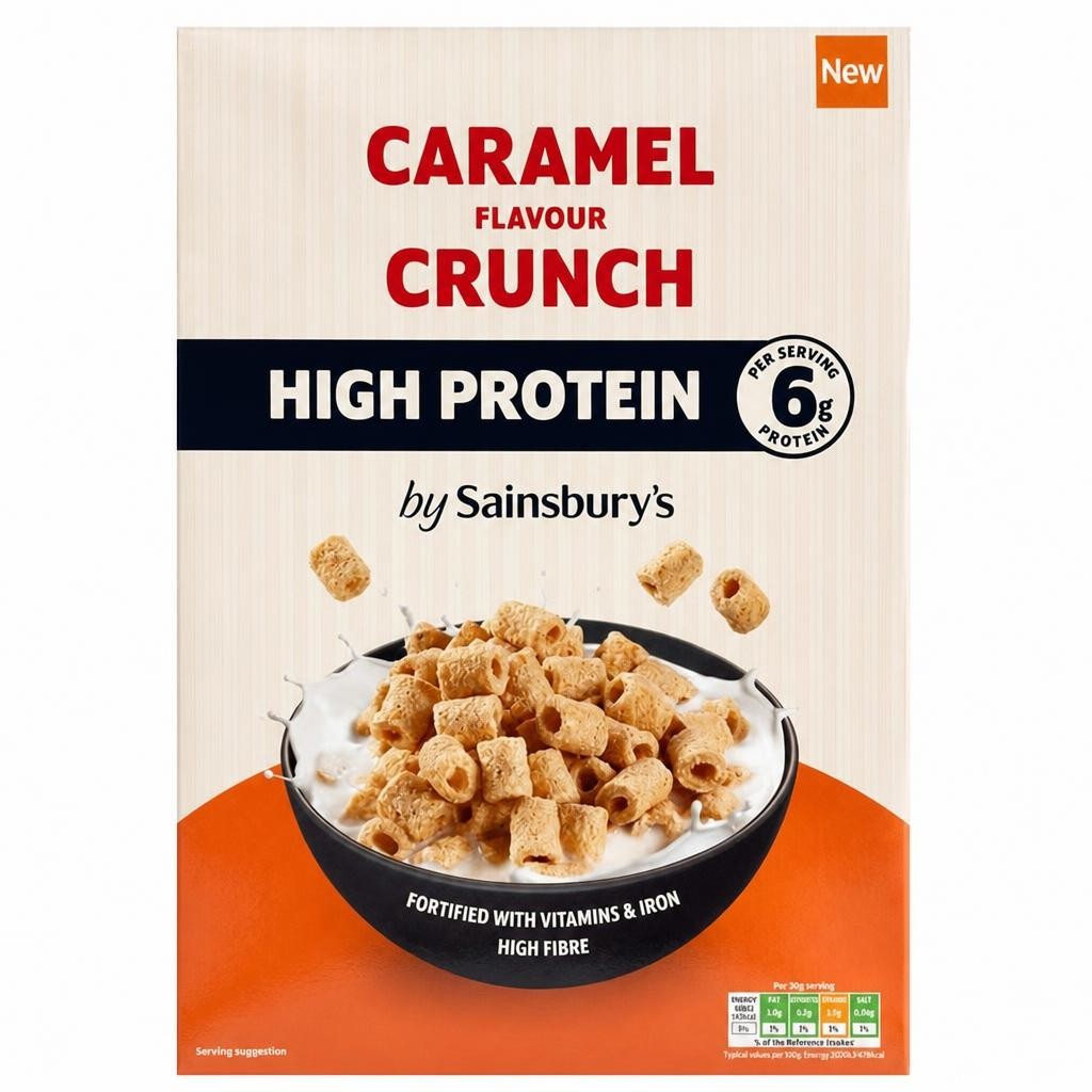 Sainsbury's 375g High Protein Caramel Flavour Crunch Breakfast Cereal