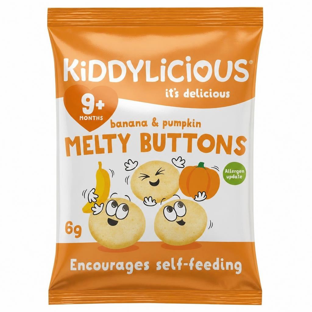 Kiddylicious Banana & Pumpkin Melty Buttons 9+ Months 6g