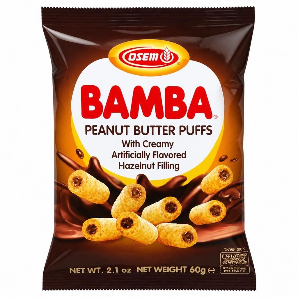 Osem Bamba Peanut Puffs with Creamy Hazelnut Filling 60g