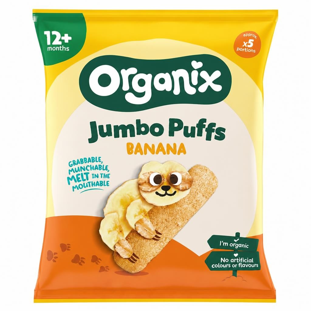 Organix Banana Weaning Wands Organic Baby Puffs 6 months+ 25g