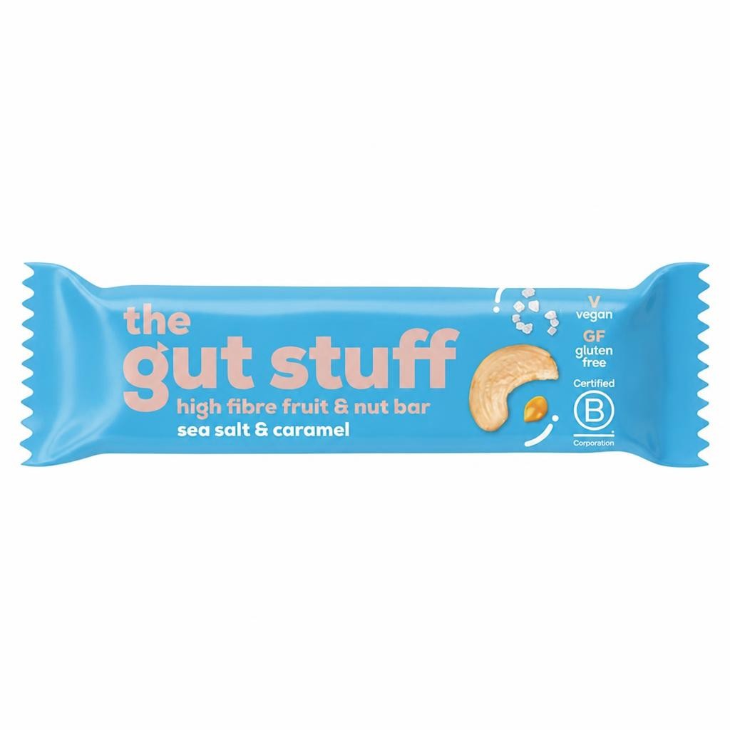 The Gut Stuff High Fibre Fruit & Nut Bar Sea Salt & Caramel 35g