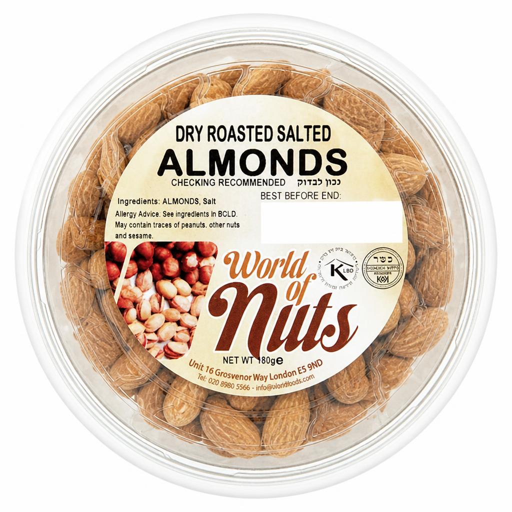World Of Nuts Dry Roast Salted Almond 180g