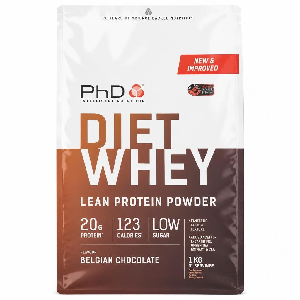 PhD Diet Whey Protein Powder Belgian Chocolate 1kg