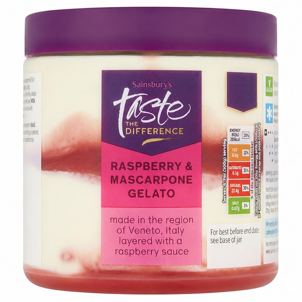 Sainsbury's Mascarpone & Raspberry Gelato, Taste the Difference 400g