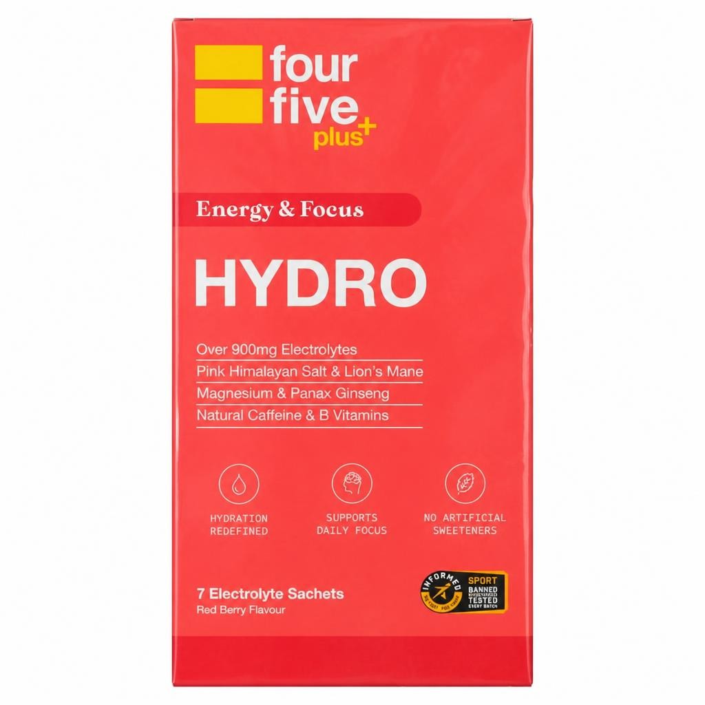 Fourfive Plus+ Energy & Focus Red Berry Flavour Electrolyte Sachets x7