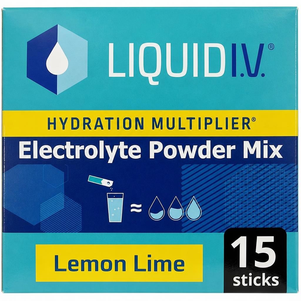 Liquid IV Electrolyte Powder Mix Food Supplement Lemon Lime Sachets x15