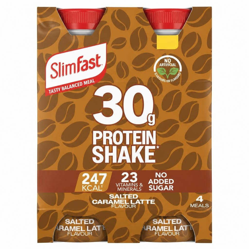 SlimFast 30g Protein Shake Salted Caramel Latte Flavour 4 x 325ml
