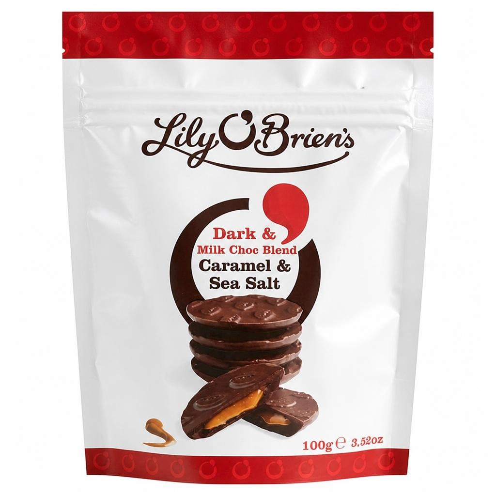 Lily O'Brien's Dark & Milk Choc Blend Caramel Sea Salt Bag 110g
